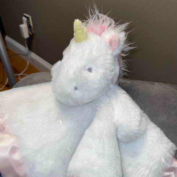 Cloud Island 14" Unicorn Lovey Security Blanket Plush Baby Satin Pink Soother - Picture 10 of 13